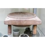 Large Hand Turned Wooden Pedestal bowl, length 26.5cm, height 14cm