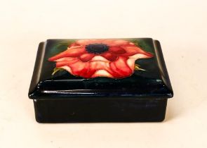 Moorcroft Anemone lidded box, impressed with potter to the queen.