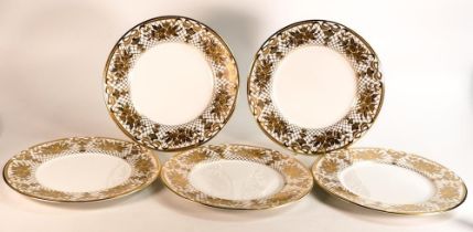 Five De Lamerie Fine Bone China heavily gilded Special Commission cabinet plates , specially made