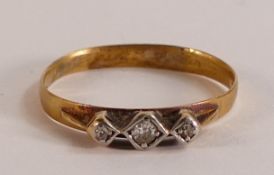 18ct gold or higher (tested) with later set diamonds, in an old ring box. Weight 1.97g