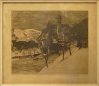 ROWLEY SMART, Edgar (1887-1934), Gidnese, depicting European mountain town scene, etching, signed to