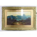 ROE, Clarence (1850-1909), Mountainous Landscape with two small figures, Oil on Board, Framed and
