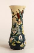 Moorcroft plaque decorated with a pair of birds in fruit tree. Signed by Rachel Bishop. 39.5cm x