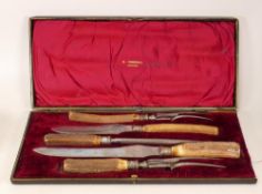 Victorian Joseph Rodgers Horn Handled Carving Knife Set