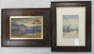 Two 19th Century Watercolours, One of a Mountainous Lake Scene and another Winter Forest Scene, Both