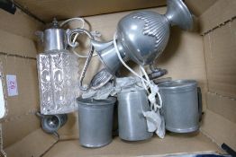 A Mixed Collection of Silver Plate and Pewter Item to include Tankards, Jug and Silver Plated