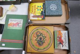 A collection of vintage games to include to include Totopoly, Judgement Quoits, Stik Stak &