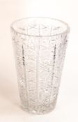Very large good quality crystal vase, possibly Czechoslovakia Bohemian. Height 36cm. Due to weight