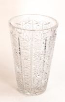 Very large good quality crystal vase, possibly Czechoslovakia Bohemian. Height 36cm. Due to weight