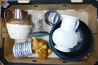 A mixed collection of items to include Royal Worcester 19th Century Relief Decorated Jug ( chipped),
