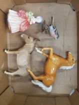 3 Damaged Beswick figures to include palomino prancing arab (rear legs a/f) , donkey (ear A/F)