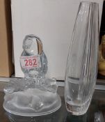 Lenox Crystal Vase togethe with a Cristal D'Arques Owl Figurine (2)