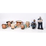 Royal Doulton Small toby jugs to include Old King Cole, Porthos (a/f), Sgt Buzz Fuzz, together