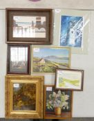 A Collection of Seven Artworks to include Prints, Embrodiery and Watercolours (7)