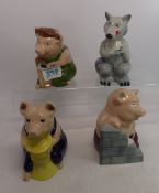 A collection of Wade figures to include 3 Pigs; House of straw, house of wood, house of brick,