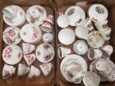 A mixed collection of tea ware items to include a fox hunting theme part tea set, floral tea ware