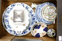 A Mixed Collection of Ceramics to include Copeland Blue Pot, Coalport and Nipon Globular Vase