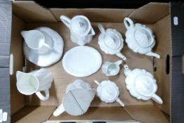 Shelley Dainty white teapots x4, hot water jugs, open jugs etc (12)