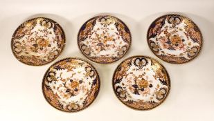 Five Crown Derby 1782 - 1800 Kings patterned shallow dishes. Diameter 17.5cm