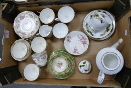 A mixed collection of items to include Paragon Pompadour patterned trio, Roslyn China part tea