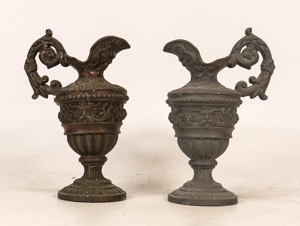 A Pair of Small Pewter Ewers. Height: 12.5cm