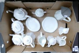 Shelley Dainty white teapots, hot water jugs, tea/coffee pot stand s etc (14)