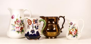 Four Victorian and Later Staffordshire Jugs to include Allertons Hydra Jug, Copper Lustre Jug, Two