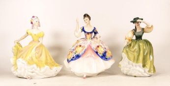Three Royal Doulton Lady Figures to include Ninette HN2379, Christine Hn2792 and Buttercup HN2309 (