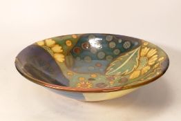 Jonathan Cox Ceramics vibrantly decorated fruit bowl with lustre modernist floral decoration,