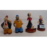 A collection of 4 Wade figures to include Popeye, Olive oil & sweet pea, Brutus & Wimpy (4)