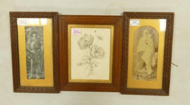 Three Artworks to inlcude Floral Sketch by F. E. Woolliscroft dated December 1875 and two Framed