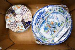 A Collection of 19th Century Ironstone Pottery to include John Ridgway Serving Plate, Masons Small