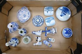 A Mixed Collection of Dutch Ceramics to include B&G Pin Dishes and various Delft Ware Items etc. (