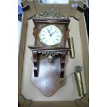 Early 20th Century German Type Wall Clock with brass features, length of clock approx 53cm