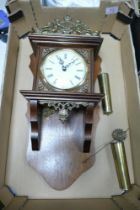 Early 20th Century German Type Wall Clock with brass features, length of clock approx 53cm