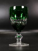 Four Green Coloured Cut Glass Crystal Wine Goblets(4)