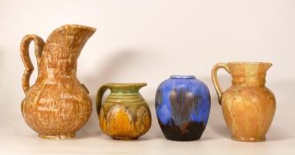 A collection of Crown Devon & Similar Mottled Earthenware Jugs & Vases, tallest 22cm(4)