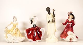 A mixed collection of pottery figures to include Royal Doulton Patricia Hn3365, Ninette Hn2379 (