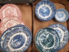 A mixed collection of traditional ceramic items to include Churchill oval platters, Enoch Wedgwood
