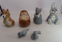 A collection of Wade figures to include Felicity Squirrel, Arthur Hare, Holly Hedgehog, 2 seals