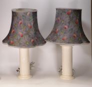 Wedgwood Creamware Pair of Lamp Bases, height inc shades 54cm(2)