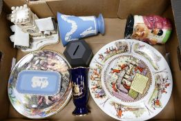 A mixed collection of items to include Wedgwood jasperware flared vase, David Winter Christmas Carol