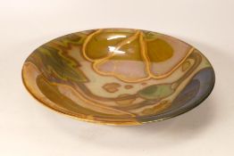 Jonathan Cox Ceramics vibrantly decorated fruit bowl with lustre modernist decoration, diameter 28.