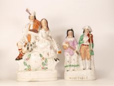 19th Century Pair Of Staffordshire Flatback Figures, height of tallest 36cm(2)