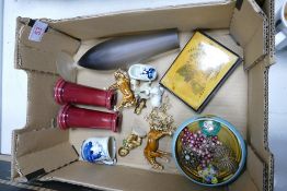 A mixed collection of items to include Victorian Mauchline Ware photo album, costume jewellery, Wade