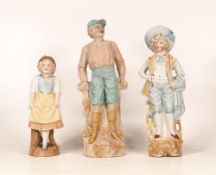 Three Continental Bisque Porcelain Figures. Height of tallest: 25.5cm