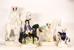 Four Equestrian Staffordshire Figures to include the Duchess of Cambridge, Dick Turpin, Royal
