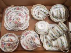 Royal Grafton tea ware to include mingrose pattern items consisting of 5 cups, 4 saucers, 6 side