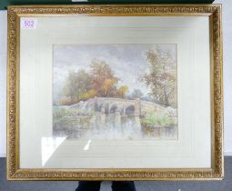 G. H. Hilton, 'The Marsh Bridge' Hampton in Arden, Framed Behind Glass, Chip to lower left back of