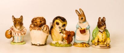 Royal Albert Beatrix Potter figures to include Old Mr Brown, Mrs Tittlemouse, Mrs Tiggywinkle, Mrs